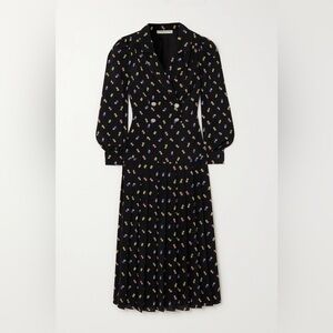 Alessandra Rich Silk Pleated Shirt Dress